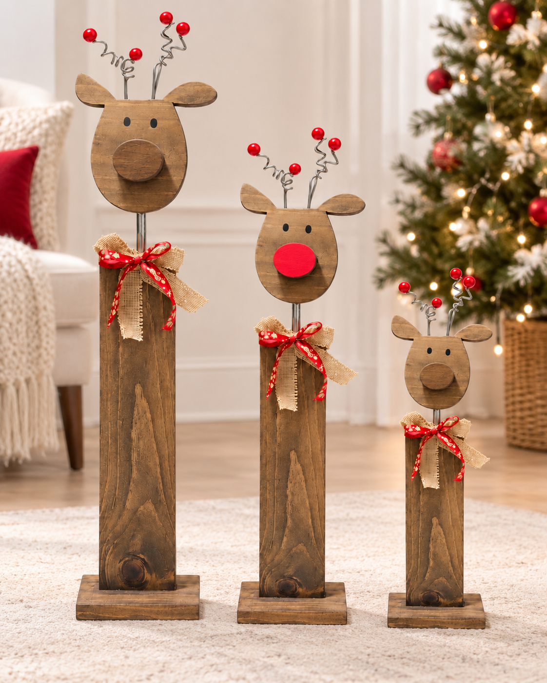 Set de renos navideños