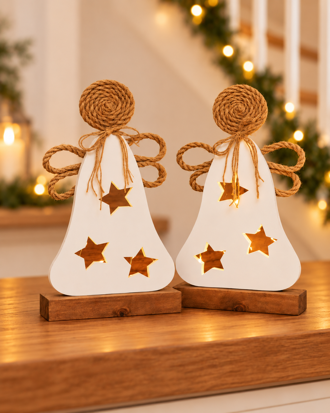 Set de Ángeles Navideños con Luz