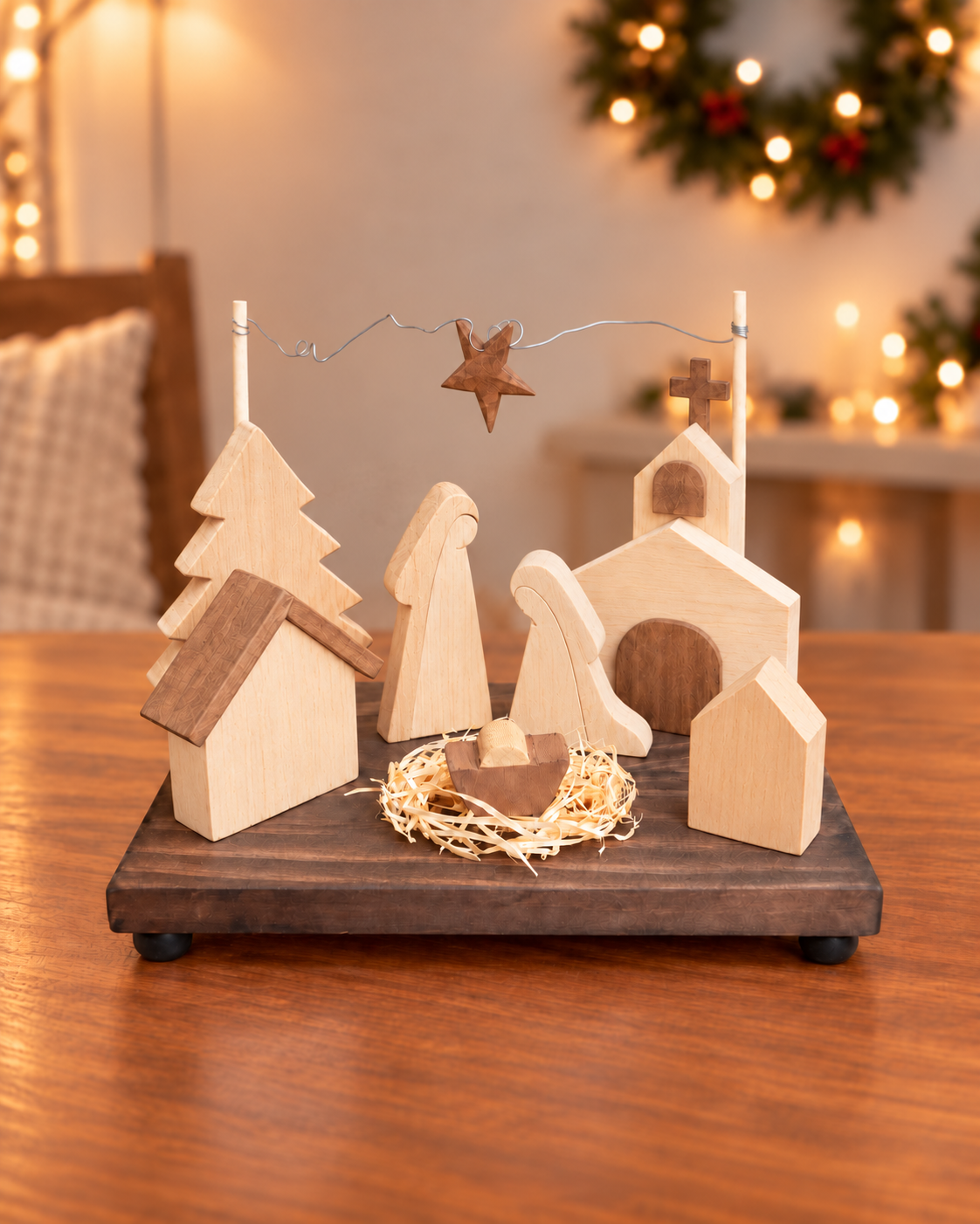 Kit Villa Navideña con Nacimiento para Pintar
